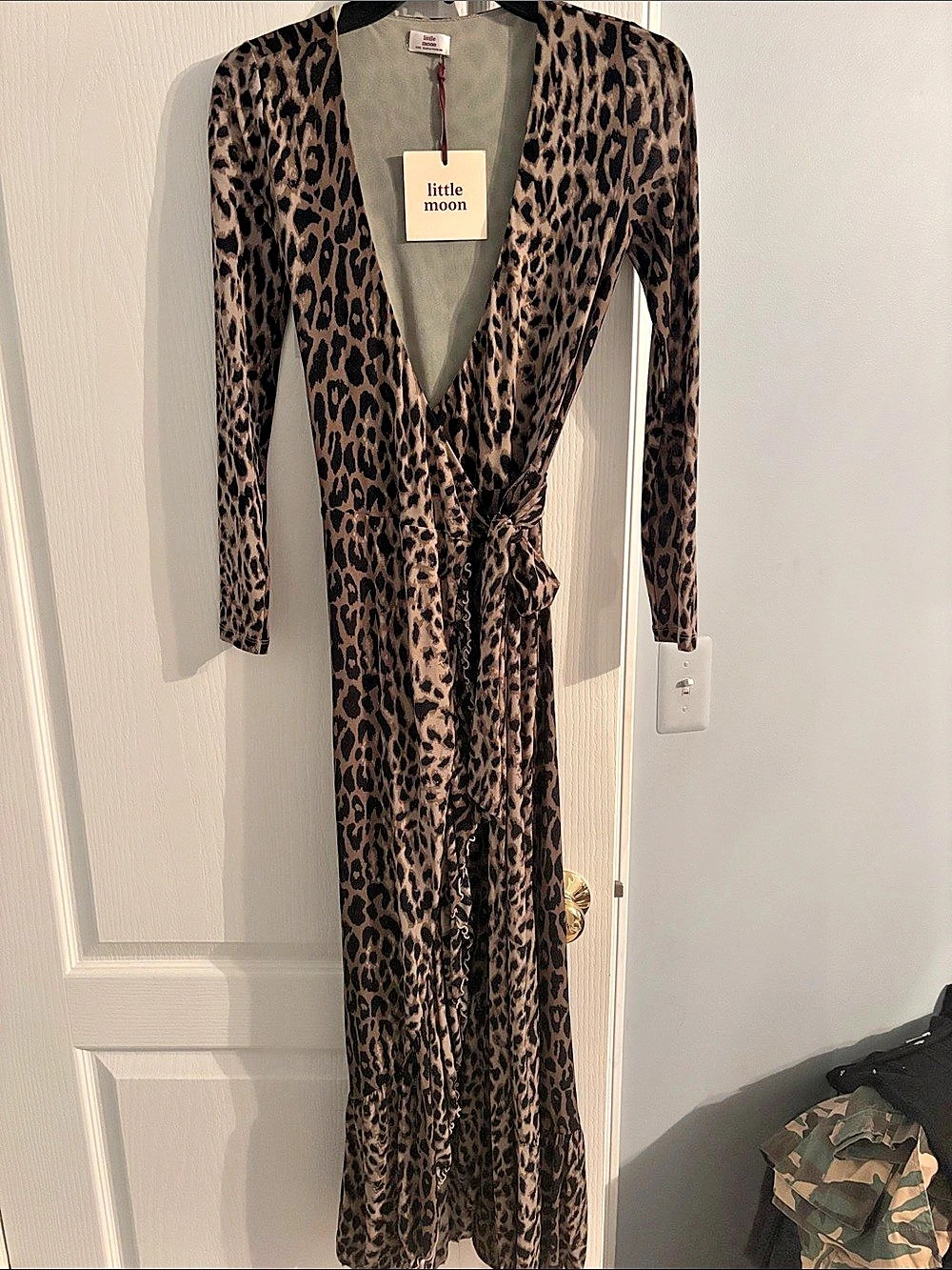 little moon Celestia Dress Leopard Print Maxi Dress Size XS